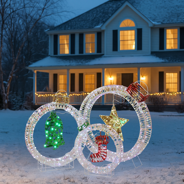 3pcs  150*10*67CM  幻彩虹膜  镂空灯球 295L铜丝灯 白灯 电池盒  圣诞灯饰经典元素-12