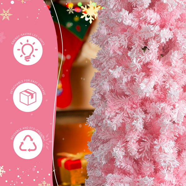 7.5ft  粉色植绒  圣诞树  铅笔树 641枝头 自动树  PVC 圣诞树-8