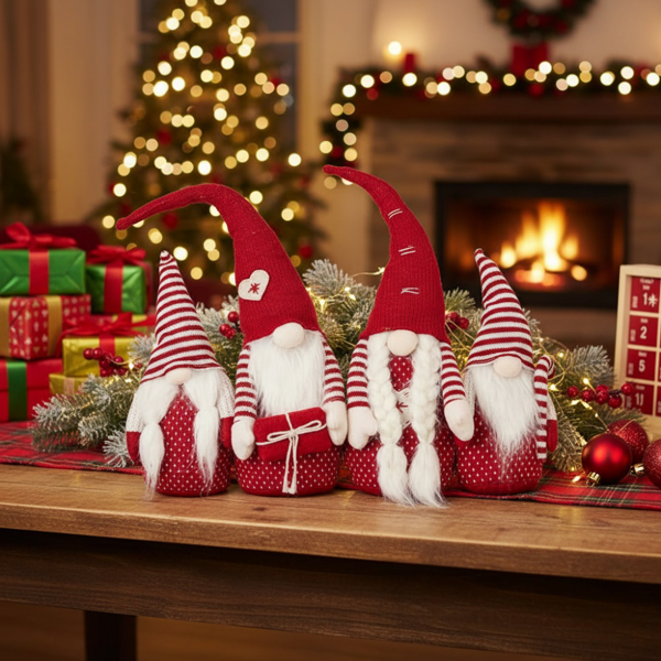 4件套21.3英寸圣诞节侏儒家庭红色万圣节装饰品丰收节秋季室内户外节日展示FBA发货-2