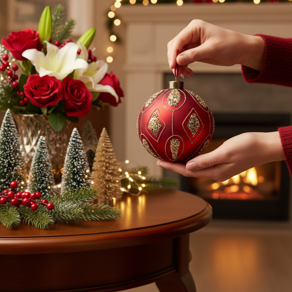 4件套4.7英寸圣诞玻璃球装饰品用于圣诞树悬挂派对用品节日装饰FBA发货-10