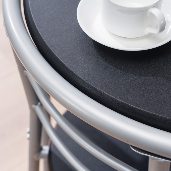 拆装 密度板 铁 黑色 银色烤漆 餐桌椅套装 1桌2椅 椭圆桌面-38