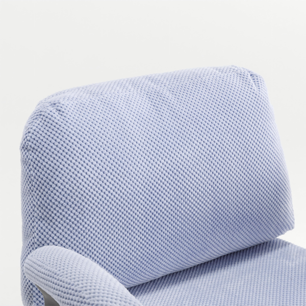 带轮子和翻转臂的舒适的织物交叉腿办公椅，带厚垫和宽座，可调节的旋转办公椅，适用于家庭办公室、公寓、卧室，紫色-11