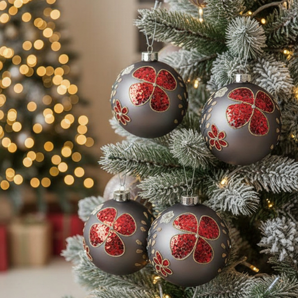4件套4.7英寸圣诞玻璃球装饰品节日挂树装饰品，用于派对节日装饰FBA发货-9