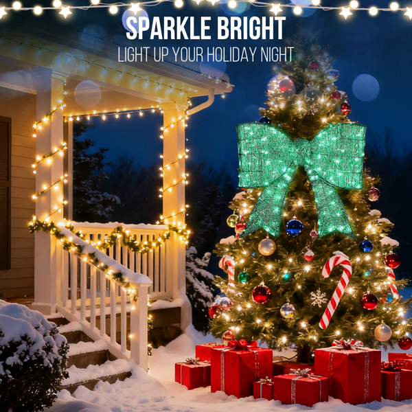 72*12*65cm 绿色 蝴蝶结 绕线撒粉 124LED灯 绿灯  圣诞灯饰经典元素 30V 3.6W-11