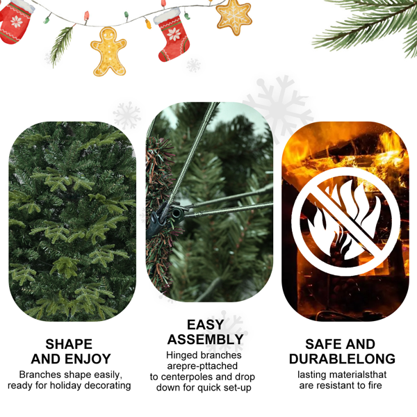 人造4英尺绿色圣诞树，856PE/PVC混合枝尖，钢丝，优质铰链和可折叠底座圣诞节装饰-6