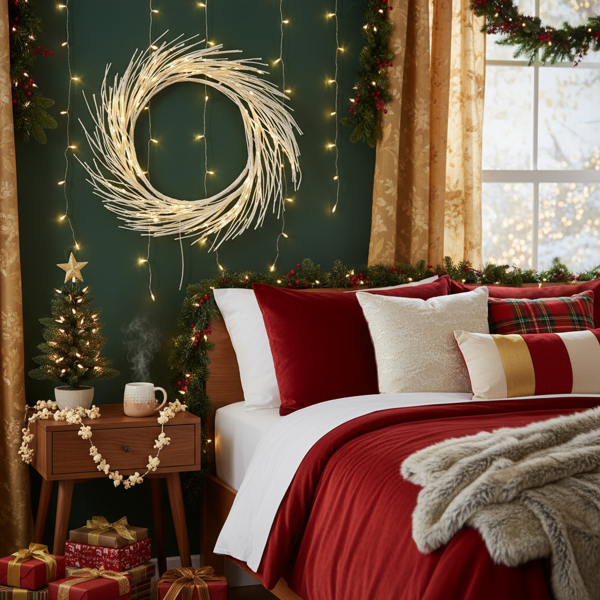 24英寸LED灯圣诞花环电池驱动前门装饰，适用于室内外节日花环FBA发货-3