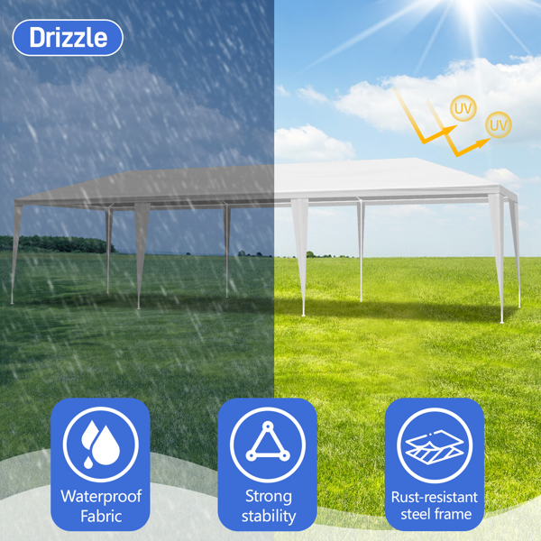 10X30ft 白色 无围布 仿折叠棚 喷塑钢管 PE布 LT-9