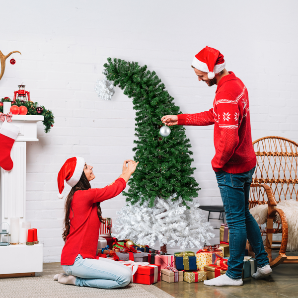 6ft 绿加白色 歪脖树 自动树 PVC 839枝头 250灯暖白8模式 圣诞树 30V 6W 美规-8