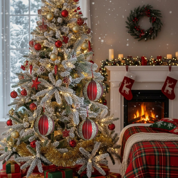 4件套4.7英寸圣诞玻璃球装饰品节日树悬挂装饰品派对装饰用品FBA发货-3