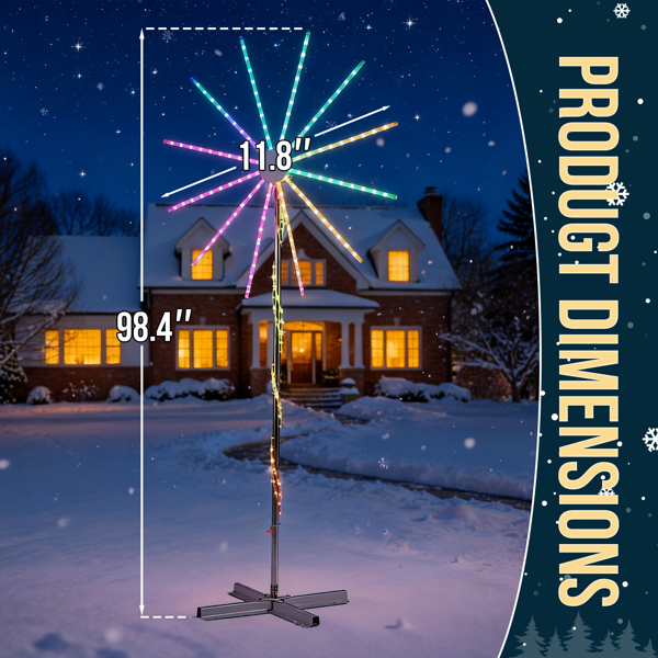 8.3ft 白色  风车 渐变烟花灯效 180皮线灯RGB 圣诞灯饰经典元素 30V 3.6W 美规-4