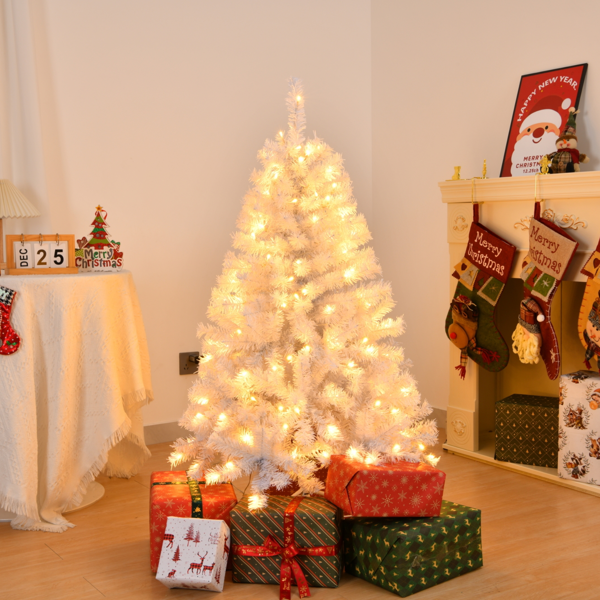 4ft 白色 140灯 暖色8模式    346枝头 自动树 PVC 圣诞树 英规-7