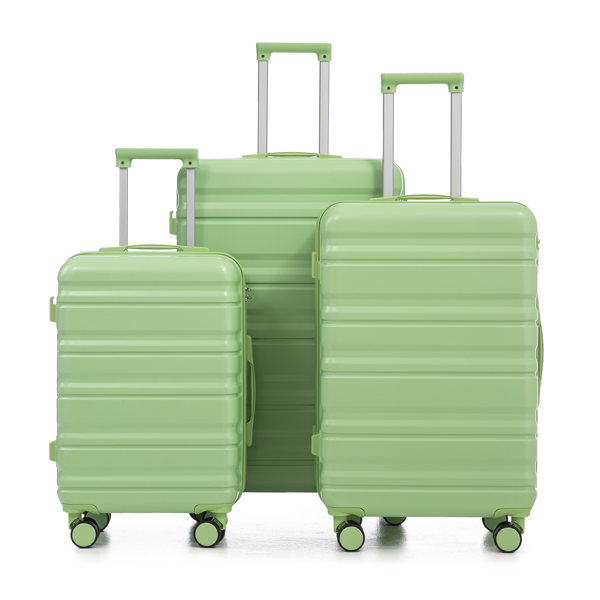 20 英寸/24 英寸/28 英寸 3 件/套三合一 ABS 万向轮行李箱，可随身携带，颜色匹配，密码锁（绿色）-3