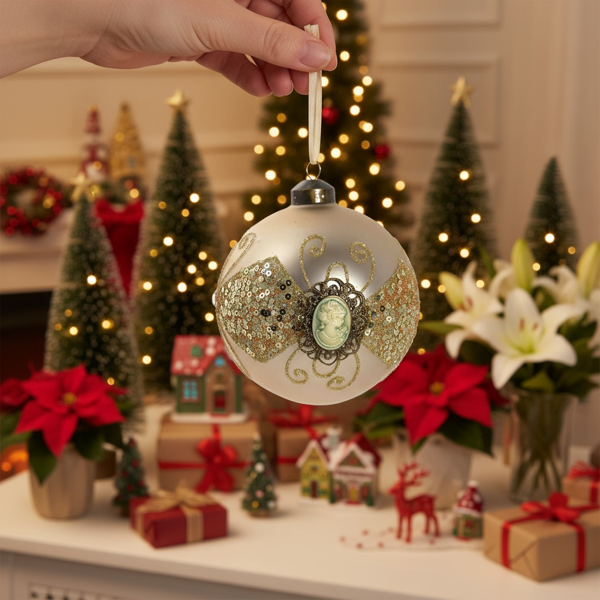 6件套圣诞球装饰品3.9英寸圣诞树装饰玻璃挂球节日派对套装FBA发货-12