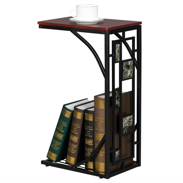 P2密度板 单层 边几 C型 碎石图案 桌面棕色 黑色喷塑 30.5*21*54cm-10