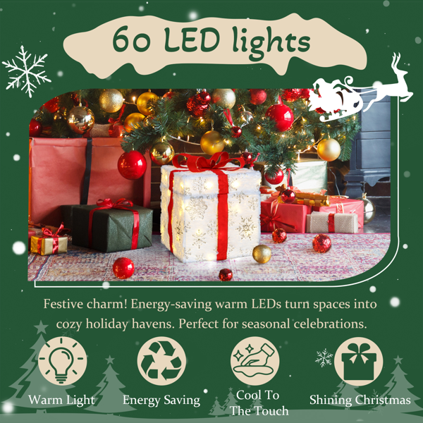 12in 白色  绒布 电动开盖小鹿礼物盒  60L暖白皮线灯 圣诞灯饰礼盒 24V 7.2W 美规-7