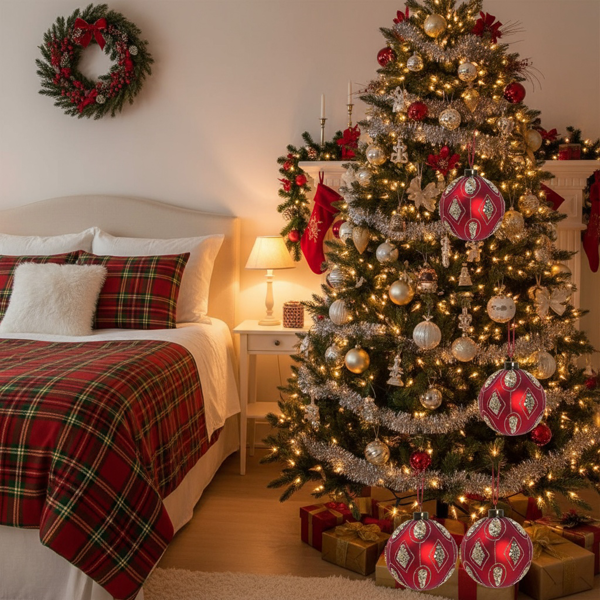 4件套4.7英寸圣诞玻璃球装饰品用于圣诞树悬挂派对用品节日装饰FBA发货-7