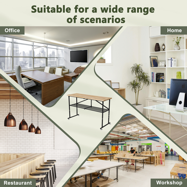 可折叠实木工作台，带脚轮，高度可调节-7