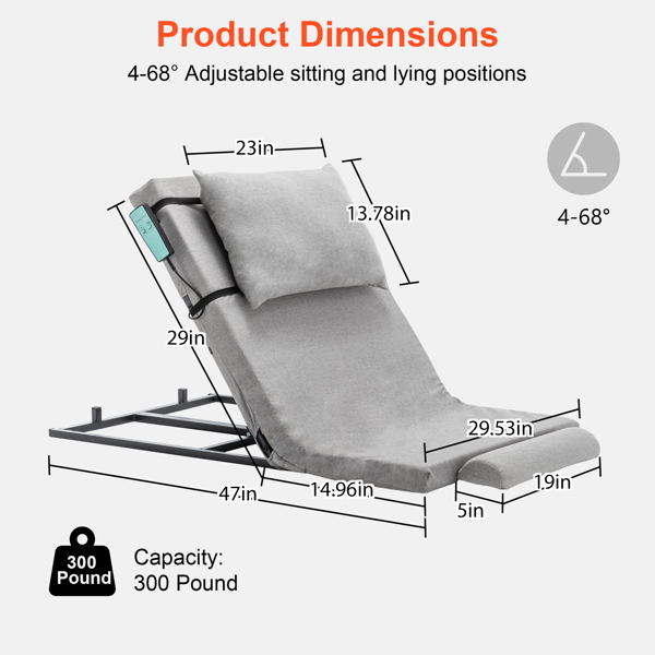 电动可调节床架带靠枕-2