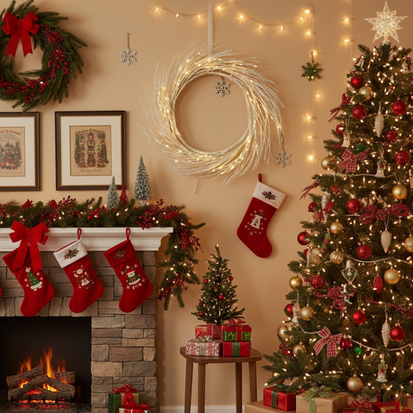 24英寸LED灯圣诞花环电池驱动前门装饰，适用于室内外节日花环FBA发货-10