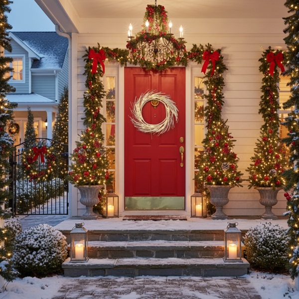 24英寸LED灯圣诞花环电池驱动前门装饰，适用于室内外节日花环FBA发货-15