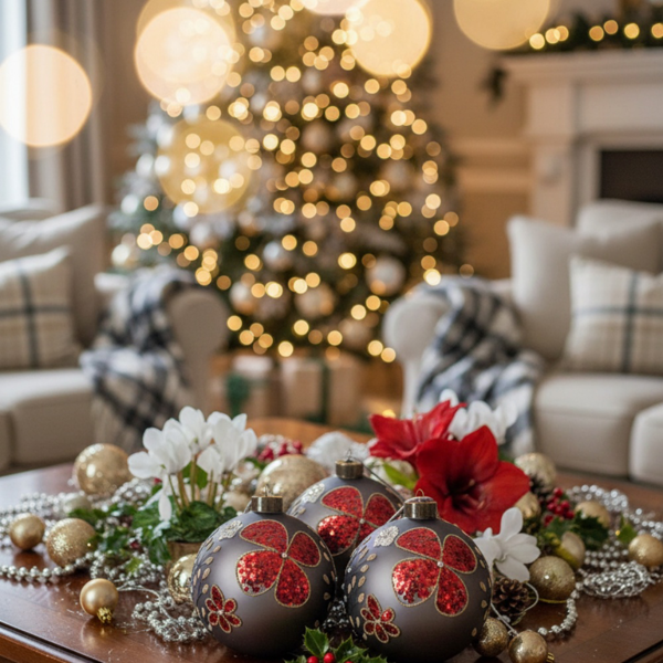 4件套4.7英寸圣诞玻璃球装饰品节日挂树装饰品，用于派对节日装饰FBA发货-3