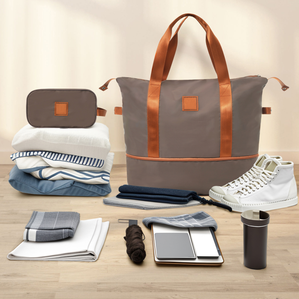 硬壳行李箱套装 3 件套三合一手提随身行李箱 拉杆箱 22x14x9 航空认可，双旋转轮带 TSA 锁，适用于 男性女性，铜色（20 英寸）-5