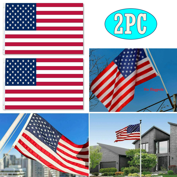 2件3x5英尺90*150cm美国国旗印花尼龙美国带黄铜镶边庭院装饰节日装饰用国旗(TK/TMEU下自提)-1