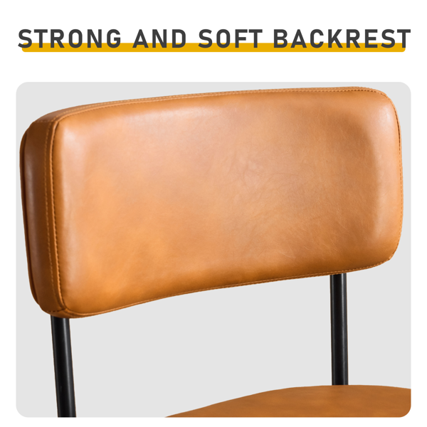 2pcs 靠背可拆 双层坐垫 PU 铁脚 吧椅凳 棕色 带转-8