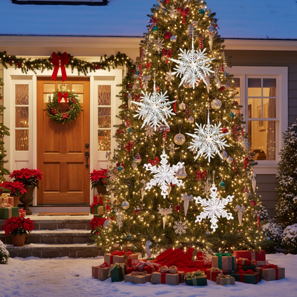 6件套圣诞树装饰品铁雪花挂件节日派对装饰品FBA发货-17