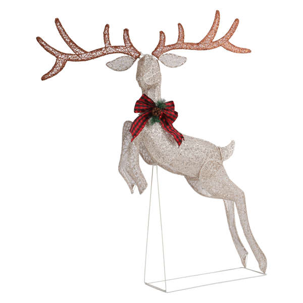 5ft  金色  跳跃驯鹿 撒粉网布 100L暖白皮线灯  圣诞灯饰麋鹿 4.5V 3.6W 英规-4