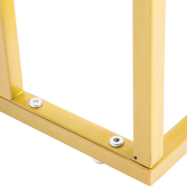 大理石 PVC 密度板 铁 拆装 单层 C型桌 边几 简约 白色  金色喷塑 30*48*61cm-4