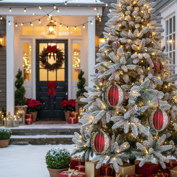 4件套4.7英寸圣诞玻璃球装饰品节日树悬挂装饰品派对装饰用品FBA发货-6