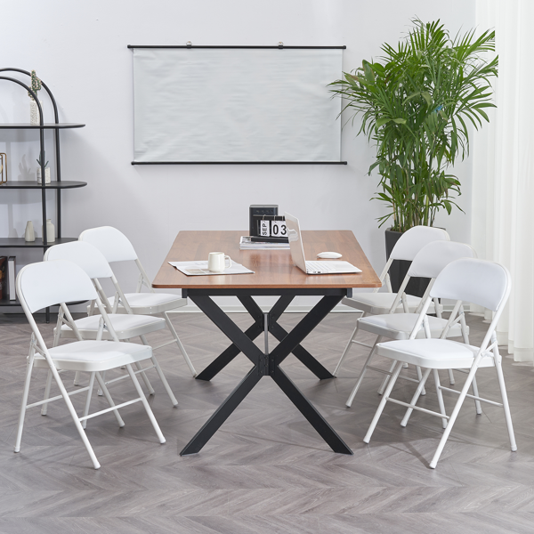 6pcs PVC 钢管 白色 软包折叠椅 40*45*78cm-26