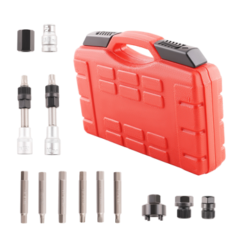 13件式交流发电机离合器皮带轮拆卸套筒六角花键星形螺丝刀工具套装，适用于奔驰，适用于菲亚特