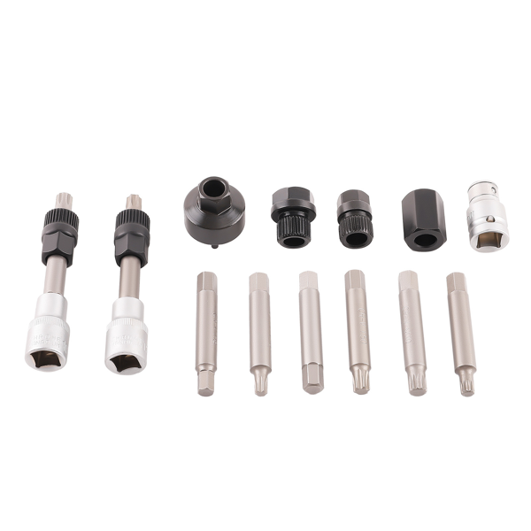 13件式交流发电机离合器皮带轮拆卸套筒六角花键星形螺丝刀工具套装，适用于奔驰，适用于菲亚特-5