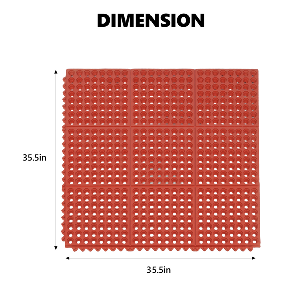 1pc 橡胶 红色 90*90*1.2cm 橡胶地垫 厨房用-2