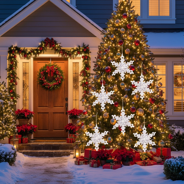 6件套铁质雪花圣诞节装饰品装饰圣诞树圣诞派对挂件套装FBA发货-1