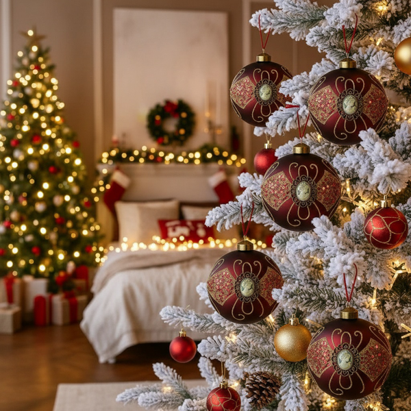 6PCS套3.9英寸圣诞球装饰品圣诞树悬挂派对装饰品节日家居装饰FBA发货-12