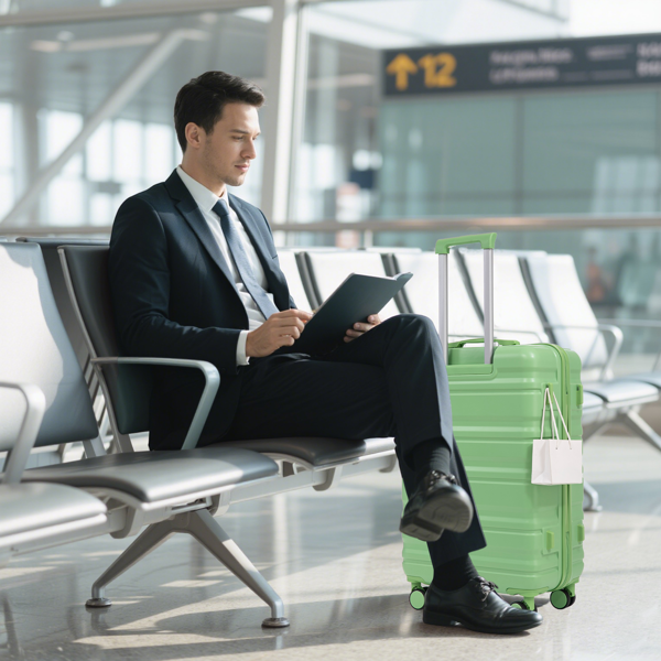 20 英寸/24 英寸/28 英寸 3 件/套三合一 ABS 万向轮行李箱，可随身携带，颜色匹配，密码锁（绿色）-5