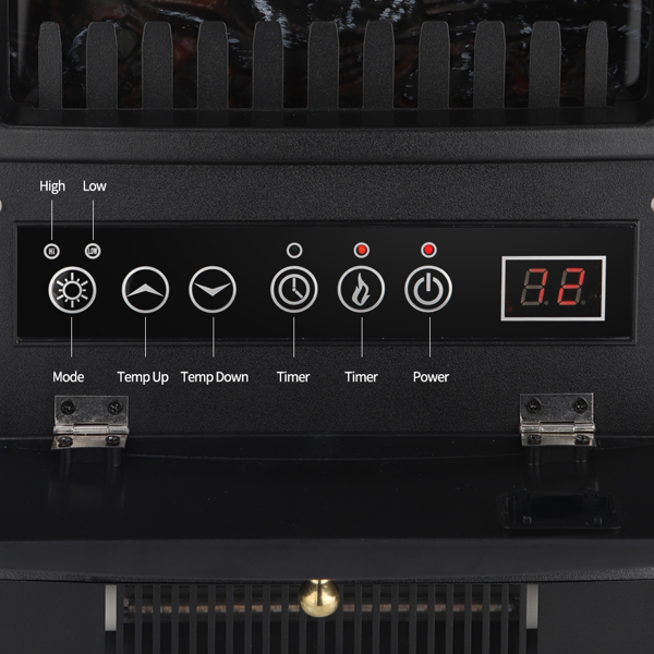 美规 HT1217P 120V 1500 22寸 壁炉 黑色 塑料 独立式/假柴/石英管/配遥控器/三面玻璃 定时/调温/4档明亮度/多彩7色火焰-7