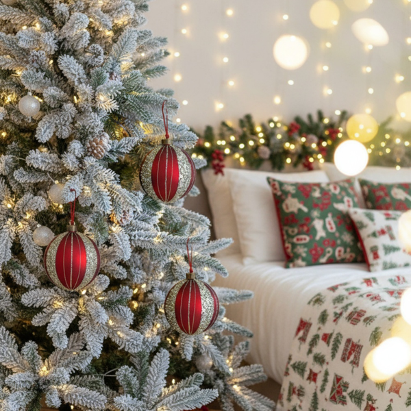 4件套4.7英寸圣诞玻璃球装饰品节日树悬挂装饰品派对装饰用品FBA发货-13