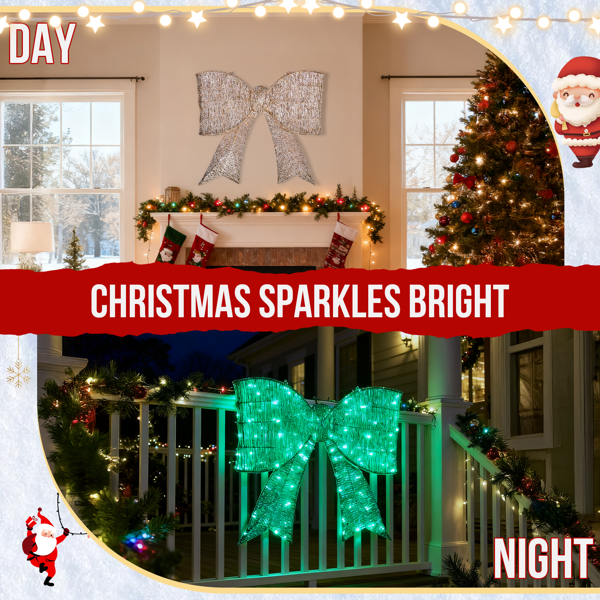 72*12*65cm 绿色 蝴蝶结 绕线撒粉 124LED灯 绿灯  圣诞灯饰经典元素 30V 3.6W-14