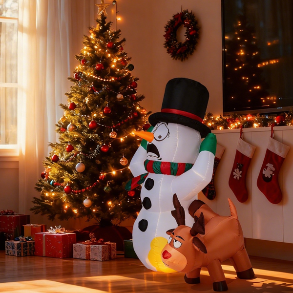 3.5FT 惊恐雪人小鹿 3颗白光LED 190D涤纶  圣诞充气装饰 12V 12V,700mA 美规-9