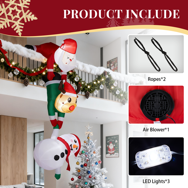 7.5FT 悬挂老人小鹿雪人  3颗白光LED  190D涤纶  圣诞充气装饰 12V 12V,1250mA 美规-4