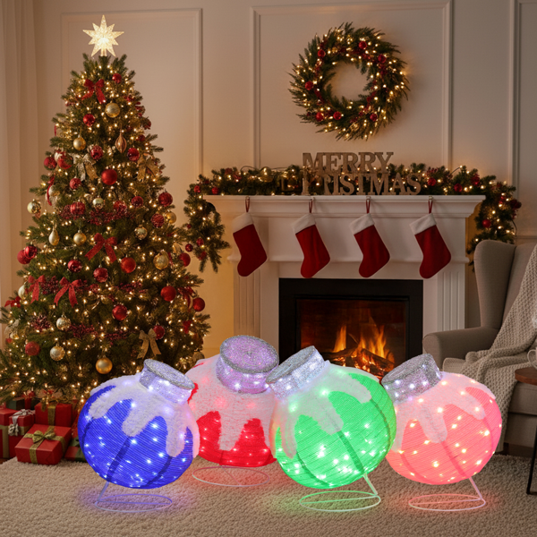 4pcs  18in  蓝粉绿红 灯球组合 葱布 320L多色皮线灯   伸缩款 圣诞灯饰经典元素 30V 6W 美规-10