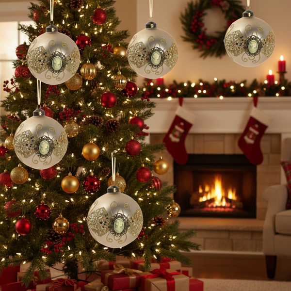 6件套圣诞球装饰品3.9英寸圣诞树装饰玻璃挂球节日派对套装FBA发货-5