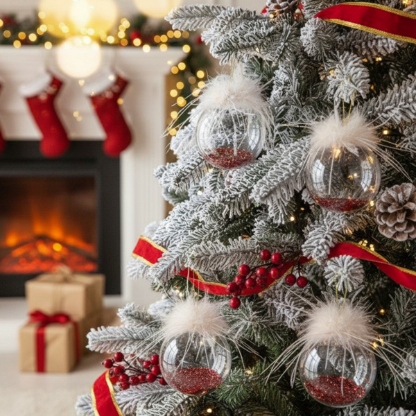 6件套3.9英寸玻璃圣诞装饰品，用于树木和节日派对装饰的装饰挂球，用于节日家居装饰FBA发货-5