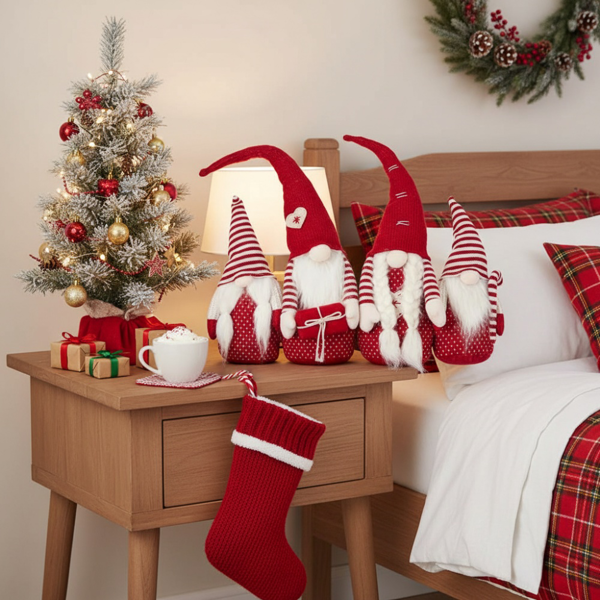 4件套21.3英寸圣诞节侏儒家庭红色万圣节装饰品丰收节秋季室内户外节日展示FBA发货-5