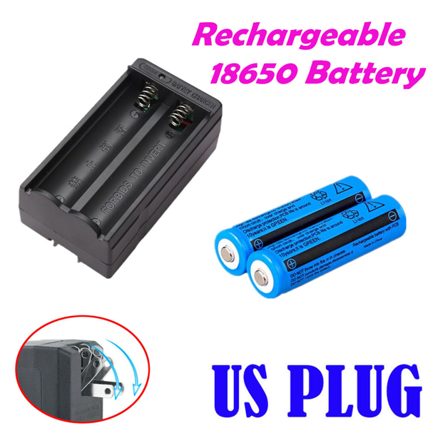 4块3000mah 18650可充电电池+ 1个双充电器套装，适用于手电筒和头灯(TK/TMEU下自提)-4