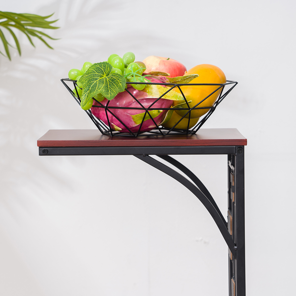 P2密度板 单层 边几 C型 碎石图案 桌面棕色 黑色喷塑 30.5*21*54cm-13